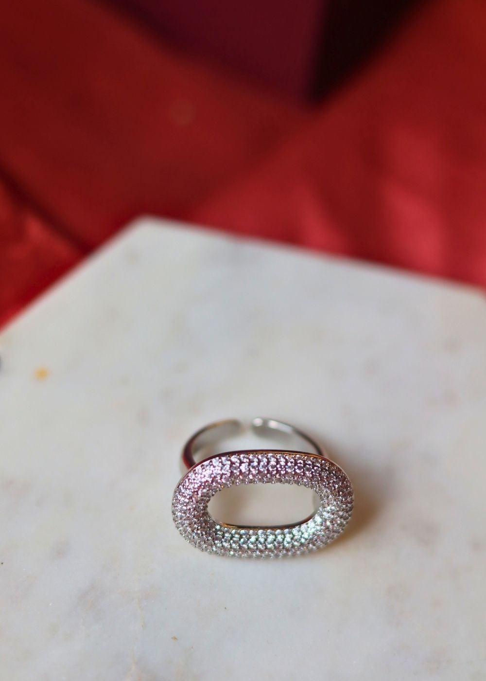 Anti tarnish Serene Oval Ring - Silver