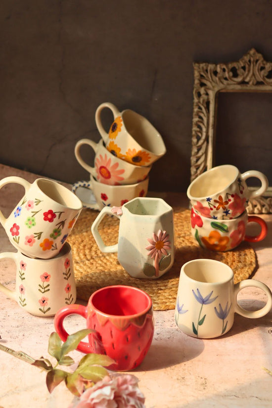 Set of 10 Floret Charm Mugs (for the price of 7) made by ceramic