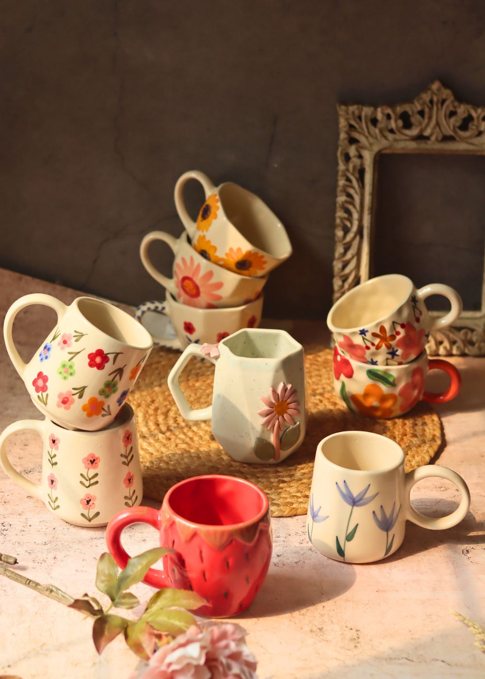 Set of 10 Floret Charm Mugs (for the price of 7) made by ceramic