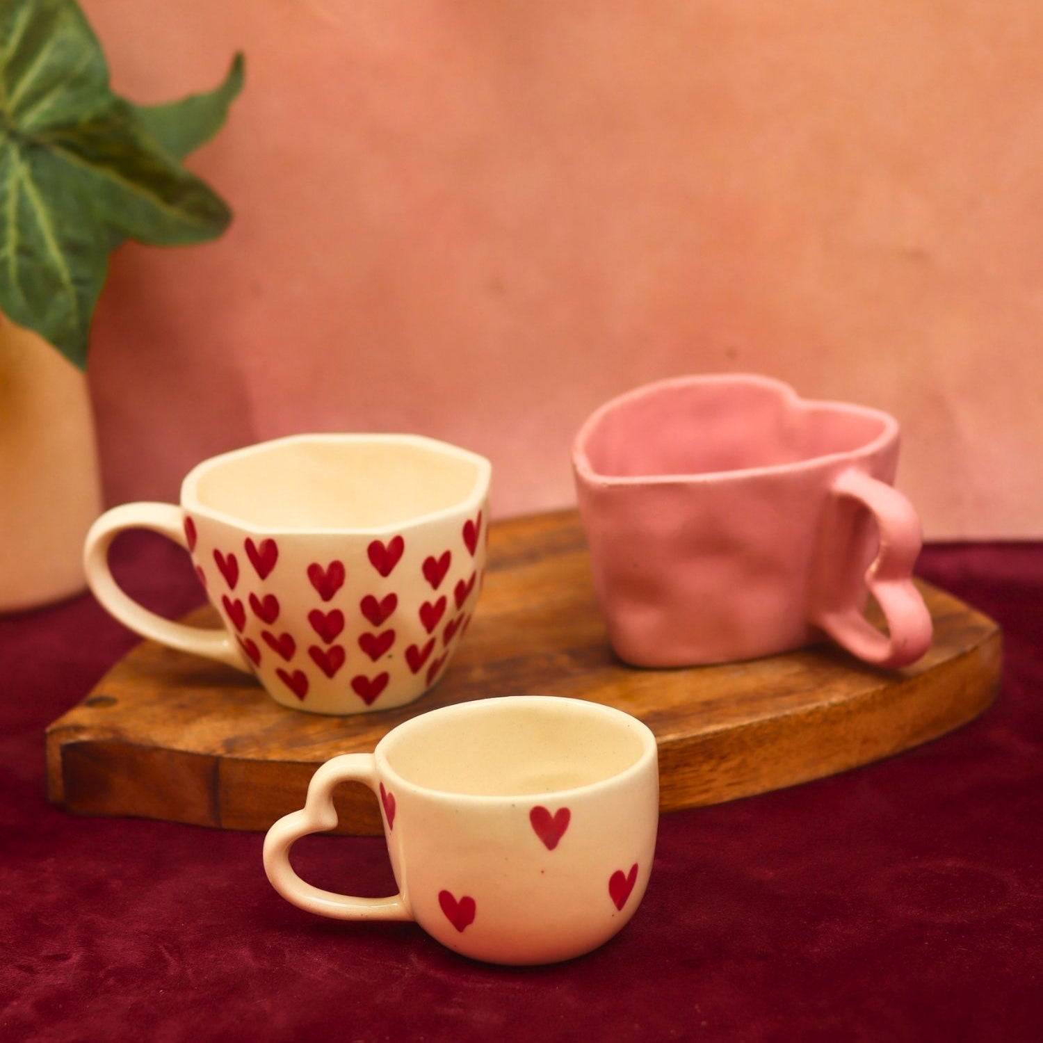 handmade Set of 3 - Heartblush Mugs