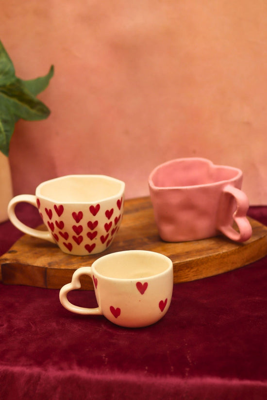 handmade Set of 3 - Heartblush Mugs