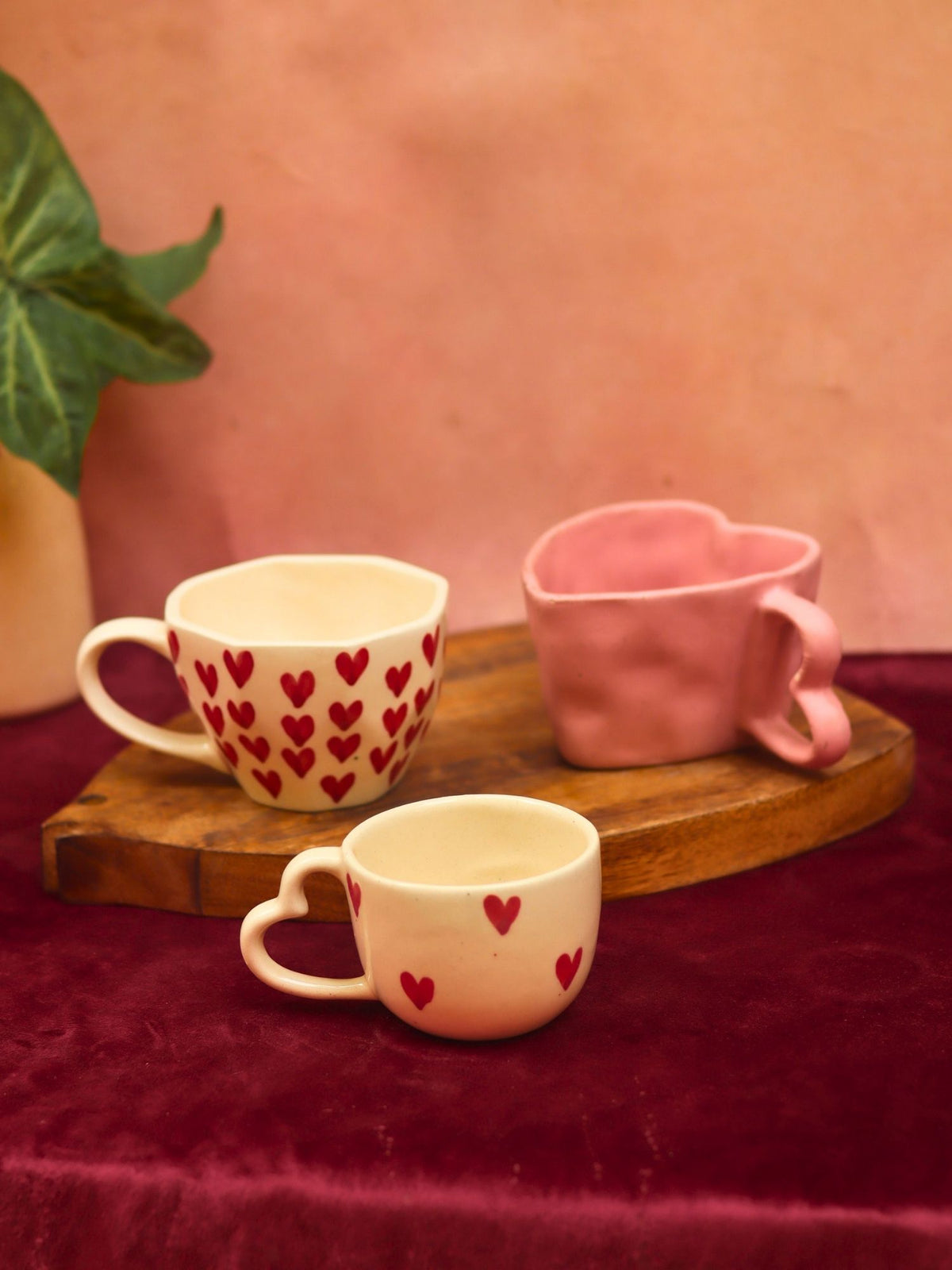 handmade Set of 3 - Heartblush Mugs