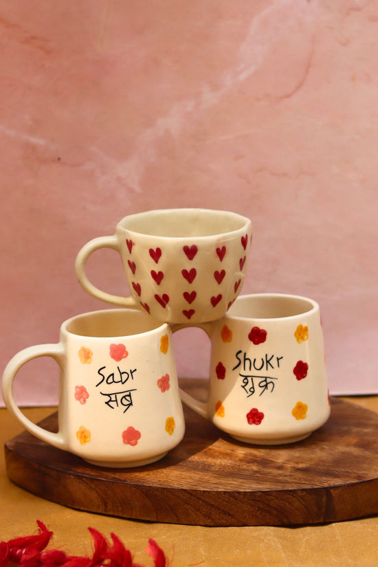 Sabr, Shukr & Heart mugs combo with premium quality material