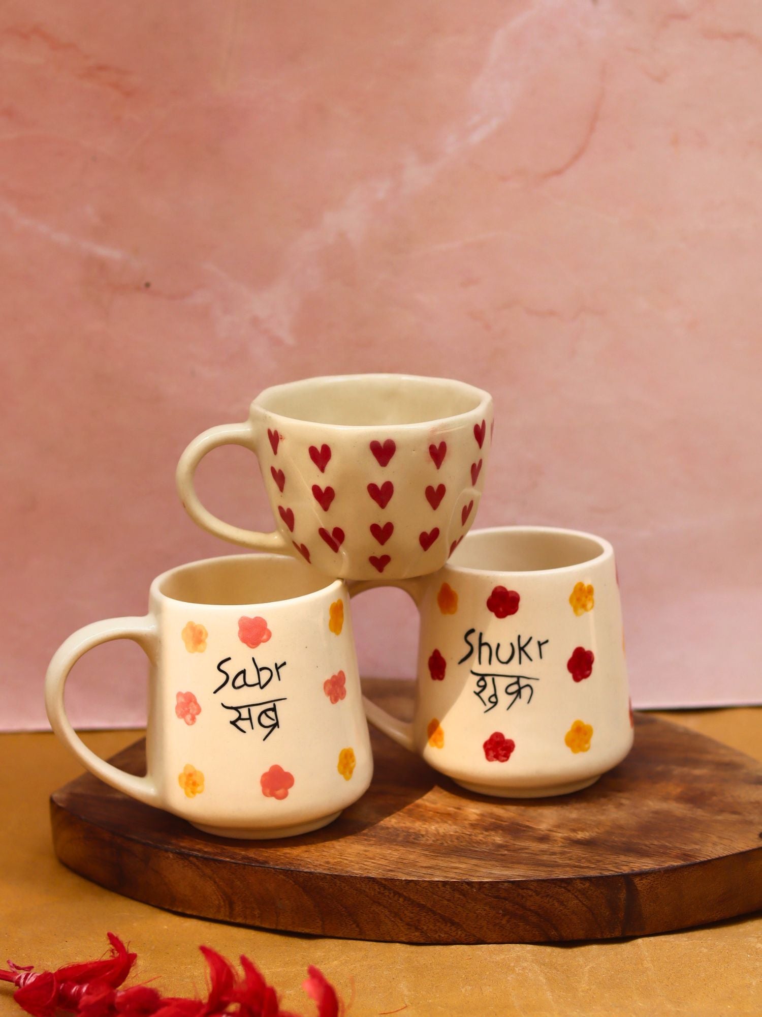 Sabr, Shukr & Heart mugs combo with premium quality material