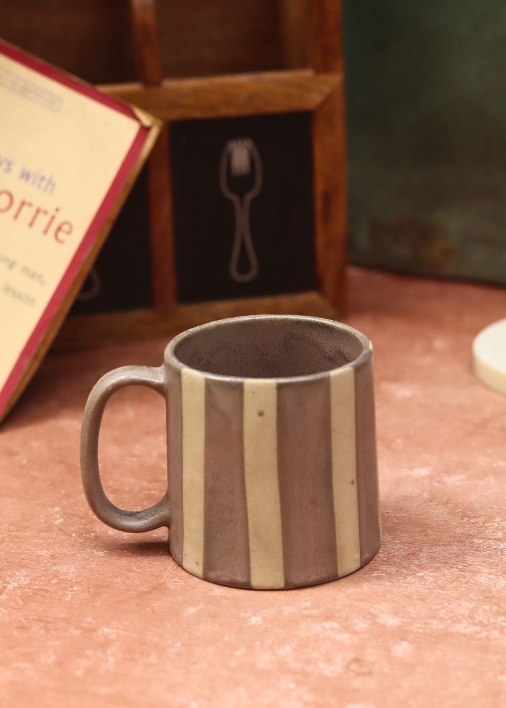 Basic grey striped mug made by ceramic