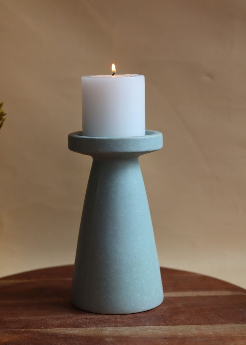 handmade Sky Blue Pillar Candle Holder - Large