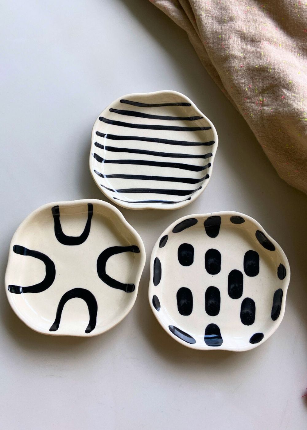 Black Block, Zebra & Abstract Handmade Dessert Plate made by ceramic