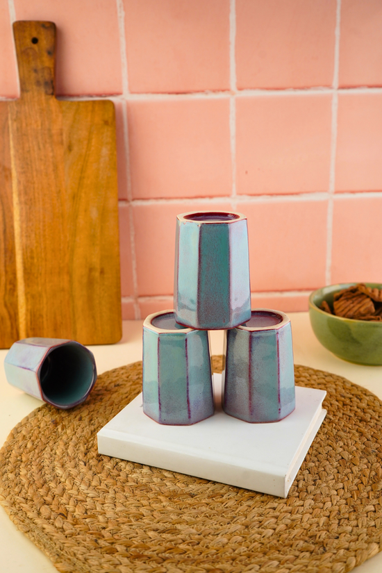 blue chai kulhad with ceramic material