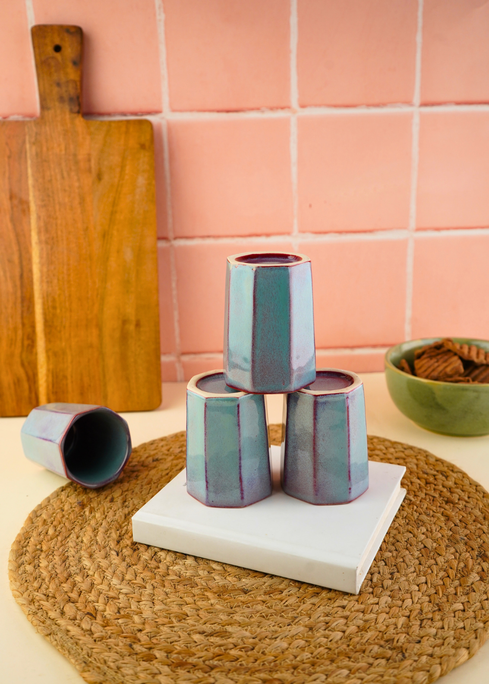 blue chai kulhad with ceramic material