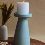 Sky Blue Pillar Candle Holder - Large made by ceramic