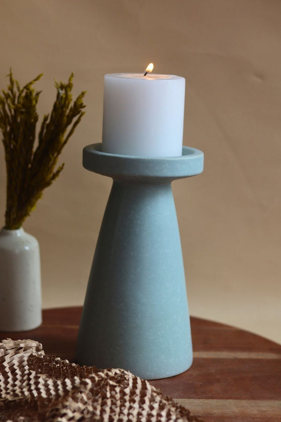 Sky Blue Pillar Candle Holder - Large made by ceramic