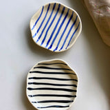 Blue Lined & Zebra Handmade Dessert Plate