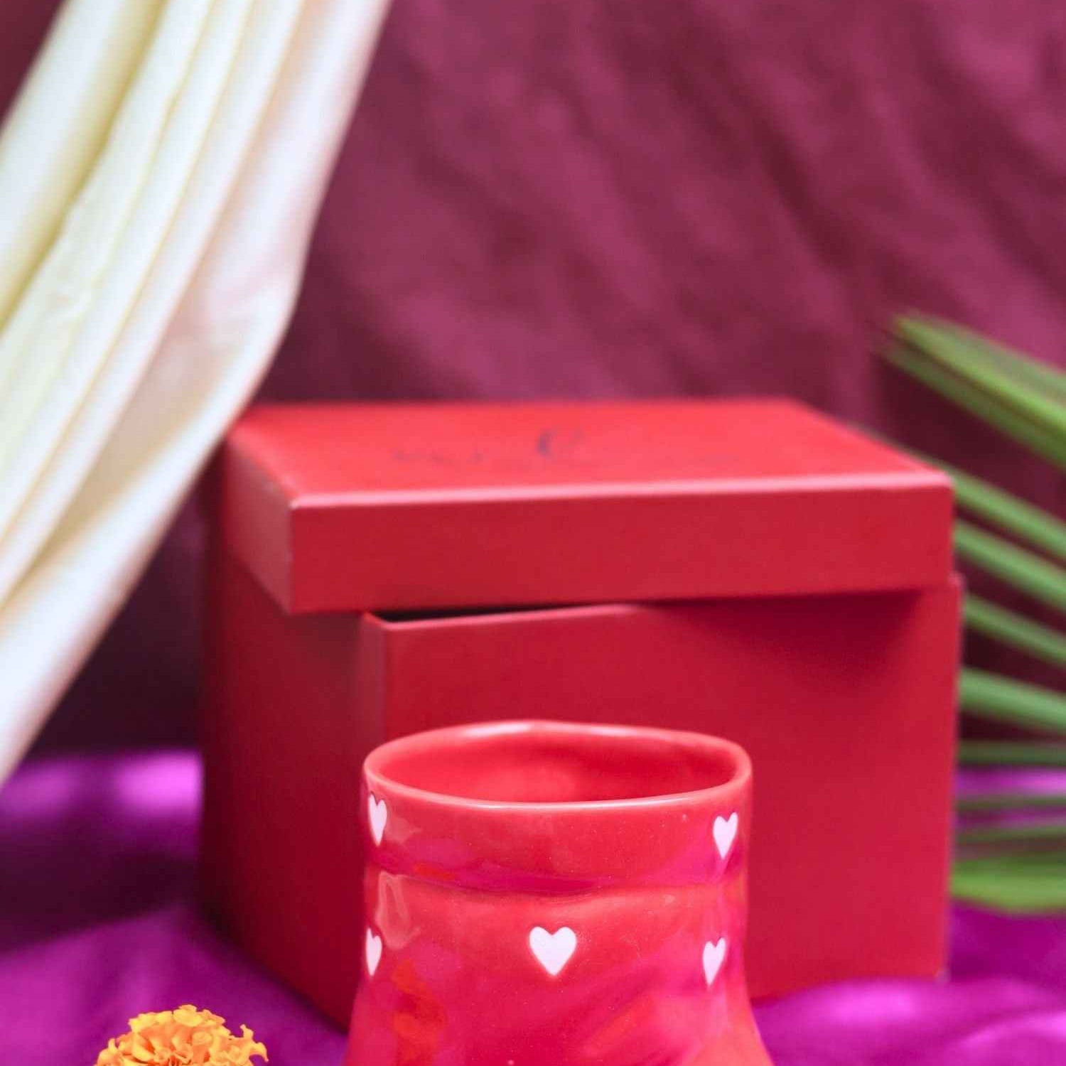 Red heart pouch Mug in a Gift Box