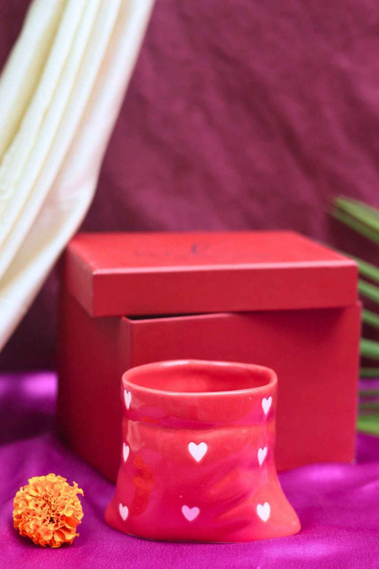 Red heart pouch Mug in a Gift Box