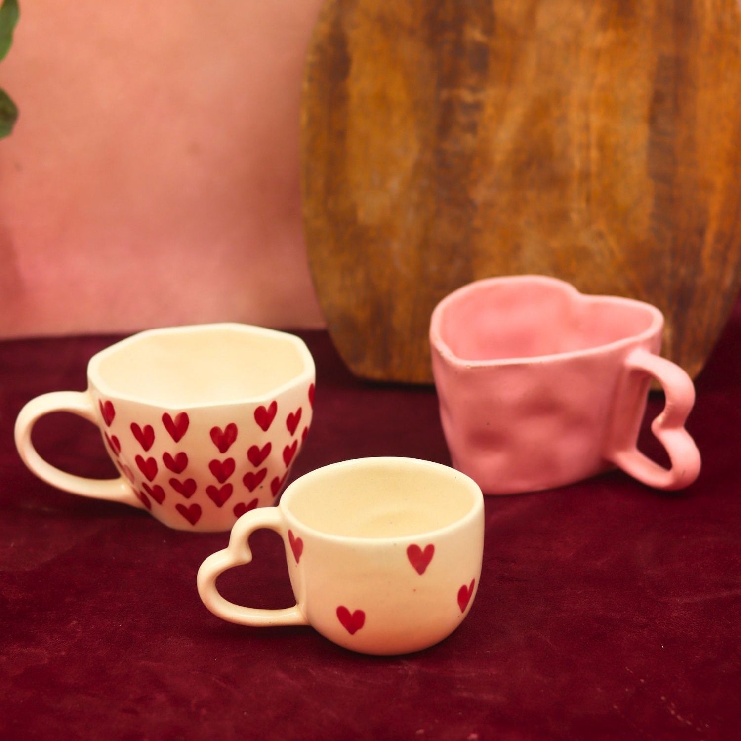 Set of 3 - Heartblush Mugs made by ceramic