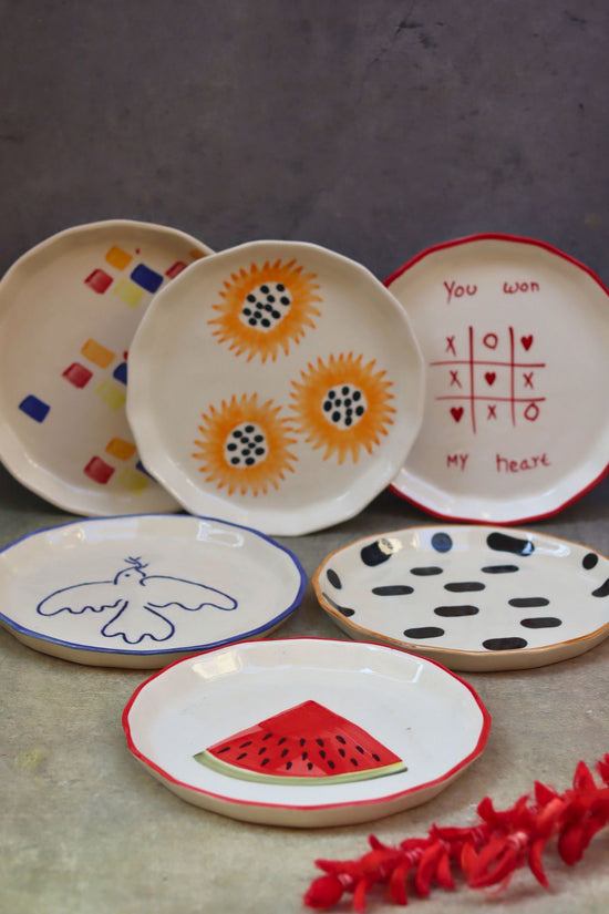 Set of 6 Modern Snack Plates (for the price of 5) made by ceramic