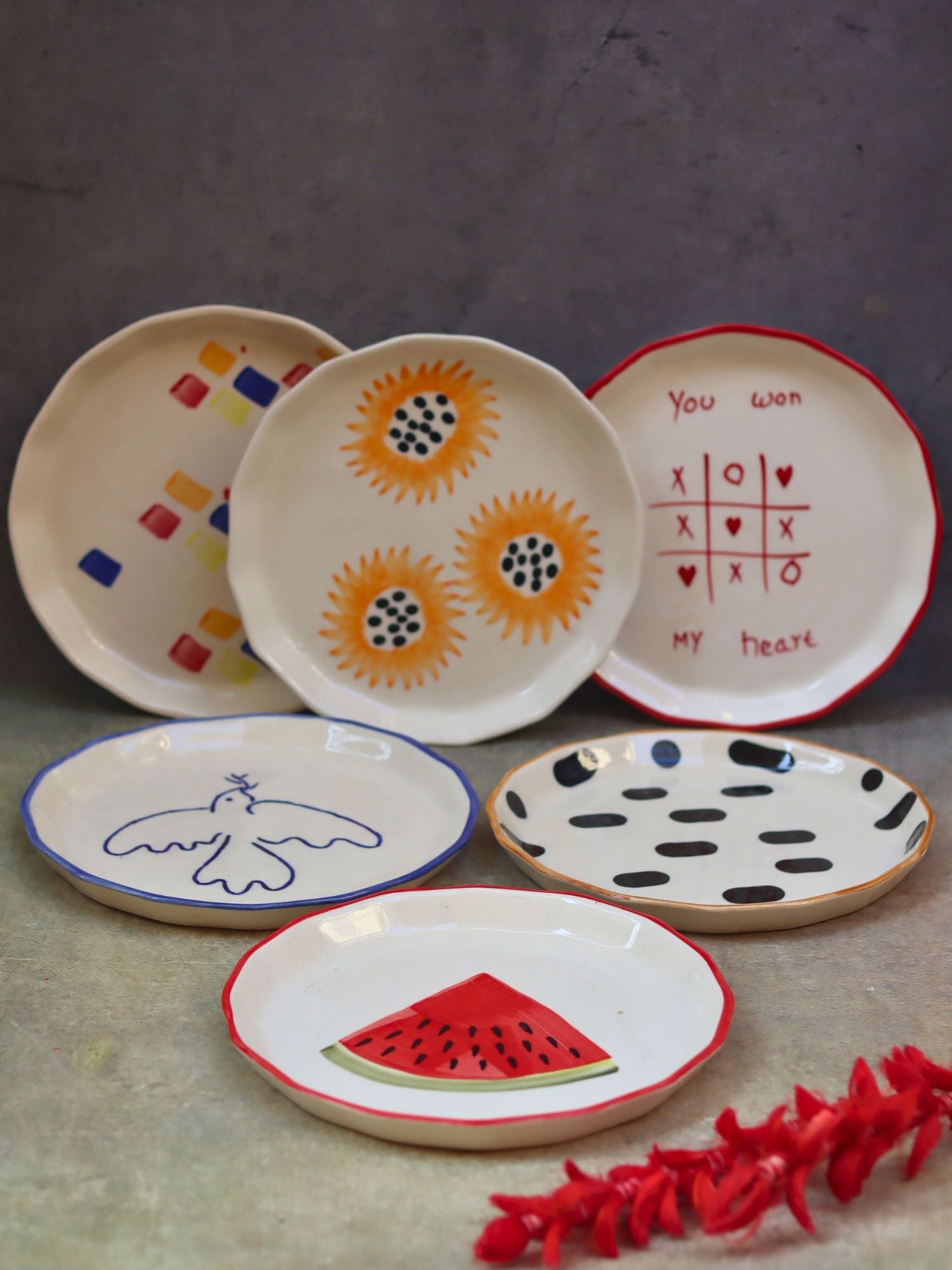 Set of 6 Modern Snack Plates (for the price of 5) made by ceramic
