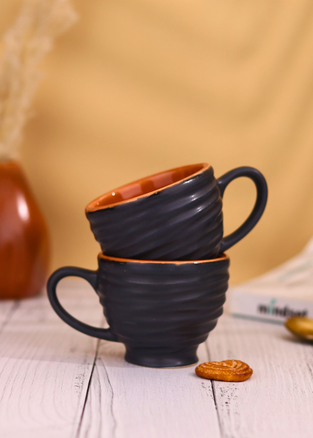 handmade navy torrent chai cup made by ceramic 