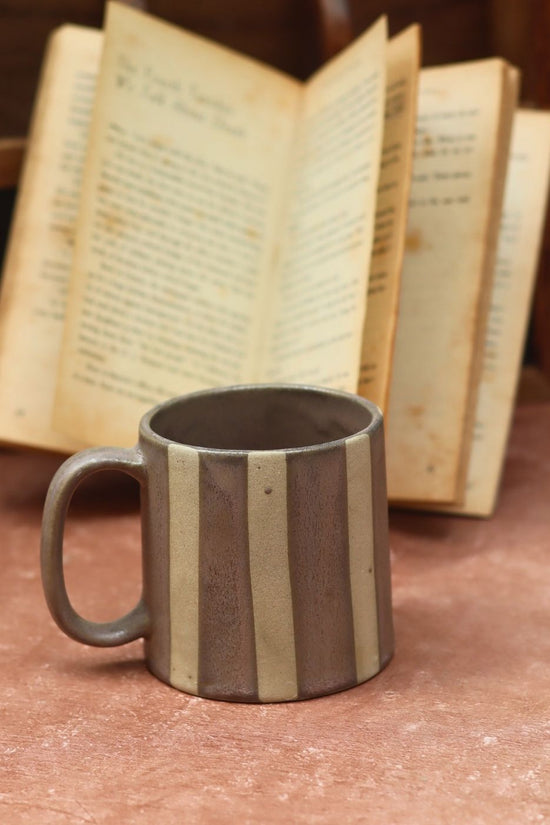 Basic grey striped mug handmade in India