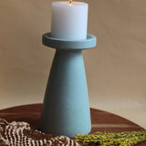 Sky Blue Pillar Candle Holder - Large handmade in india