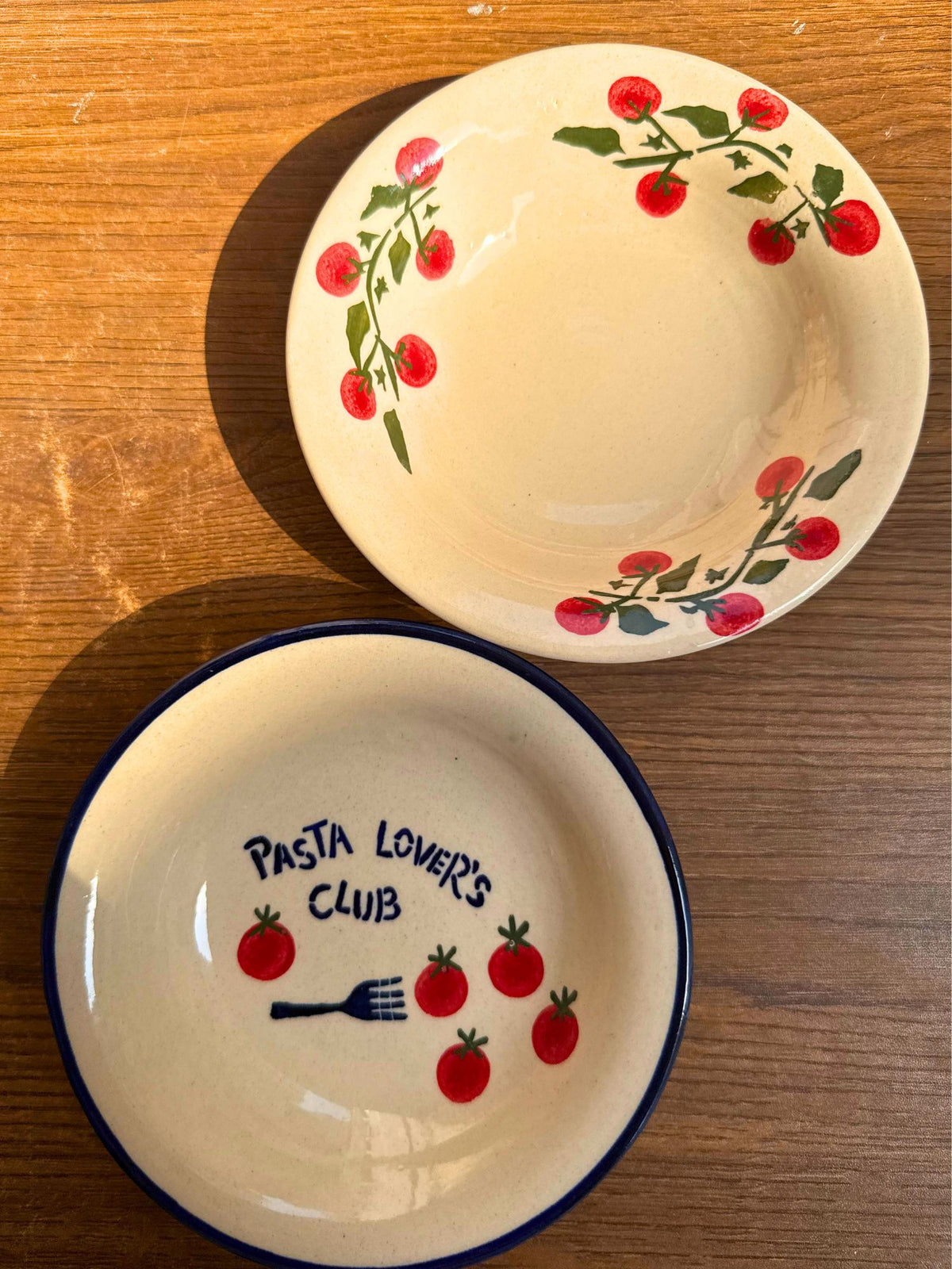 handmade Set of 2 - Cherry Fields & Pasta Lovers Pasta Plate Combo