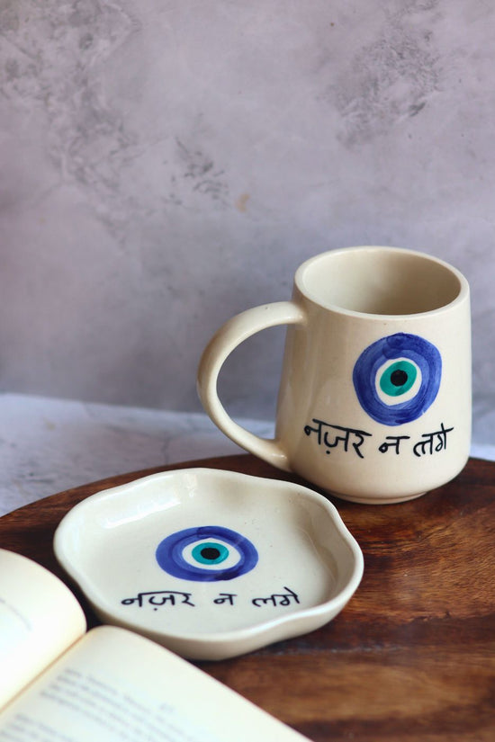 Nazar Mug & Handmade Dessert Plate made by ceramic