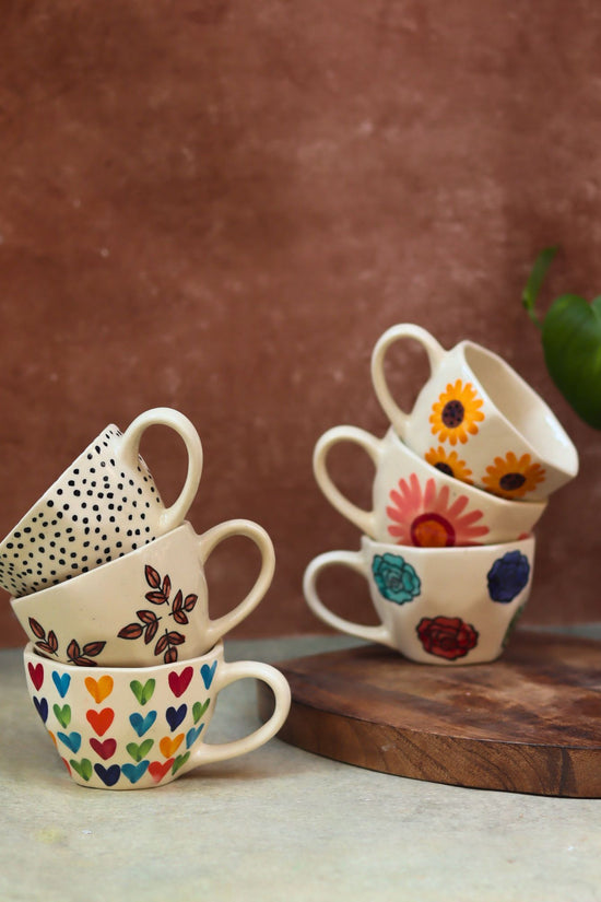 handmade Set of 6 Brew & Bloom Mugs (for the price of 5)