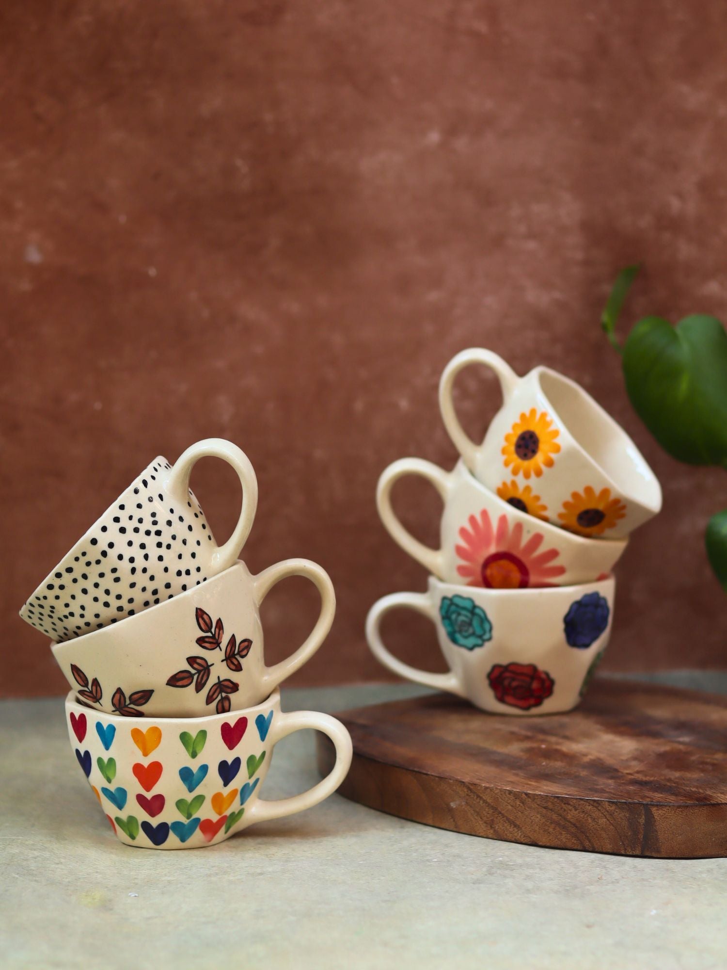 handmade Set of 6 Brew & Bloom Mugs (for the price of 5)