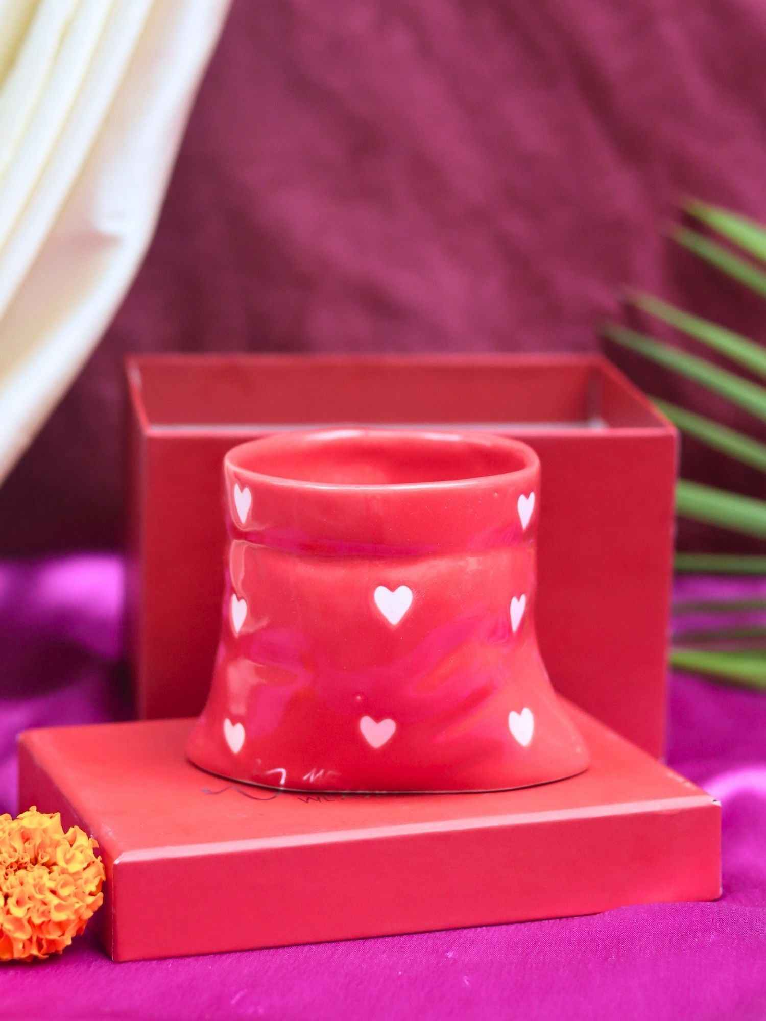 Red heart pouch Mug in a Gift Box