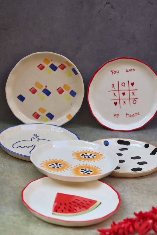 Set of 6 Modern Snack Plates (for the price of 5) with premium quality material