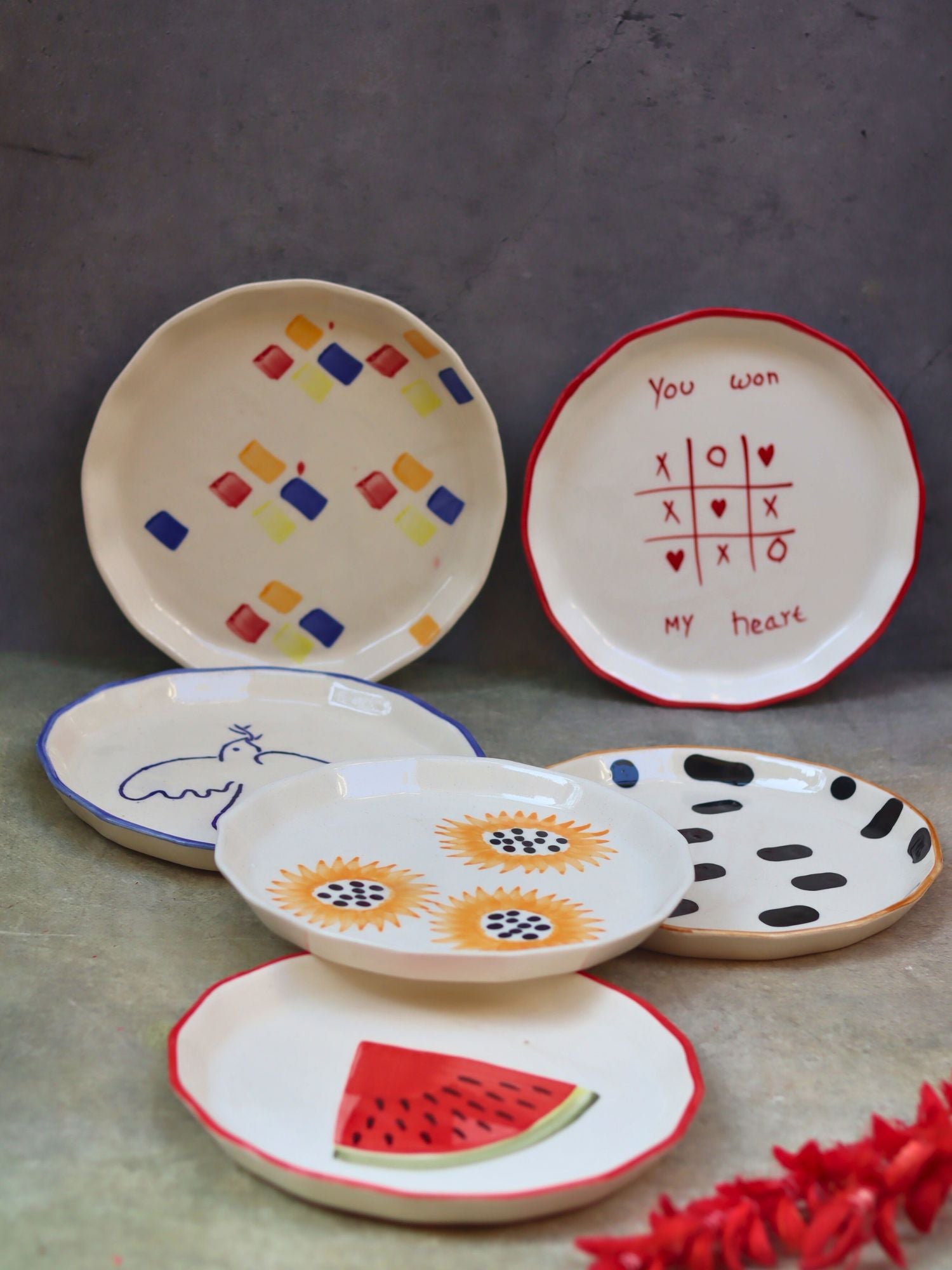 Set of 6 Modern Snack Plates (for the price of 5) with premium quality material