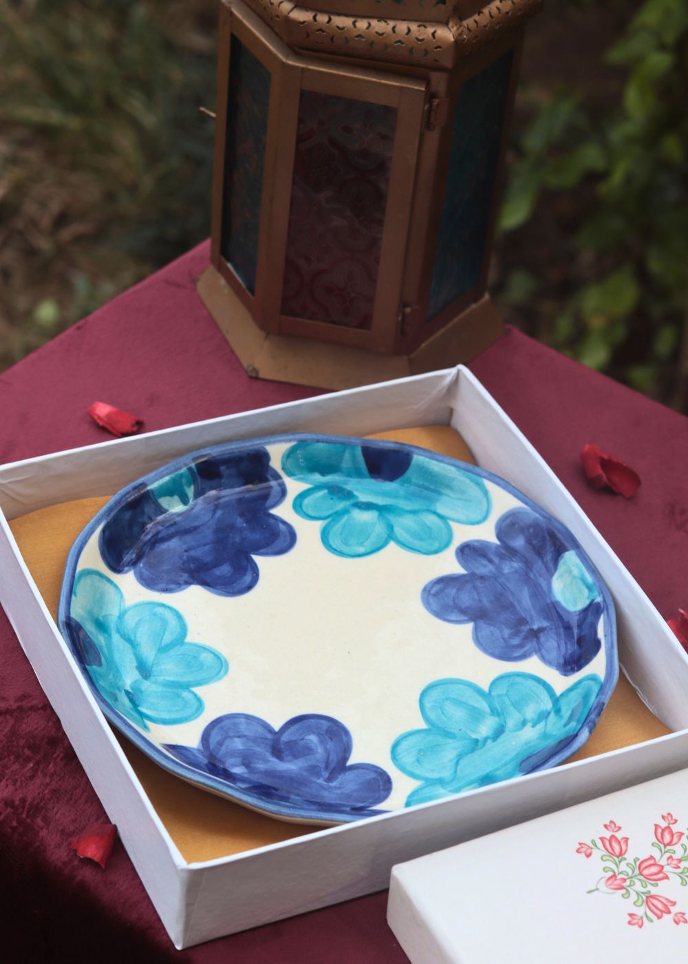 Handmade Blue Floral Plate in a Gift Box