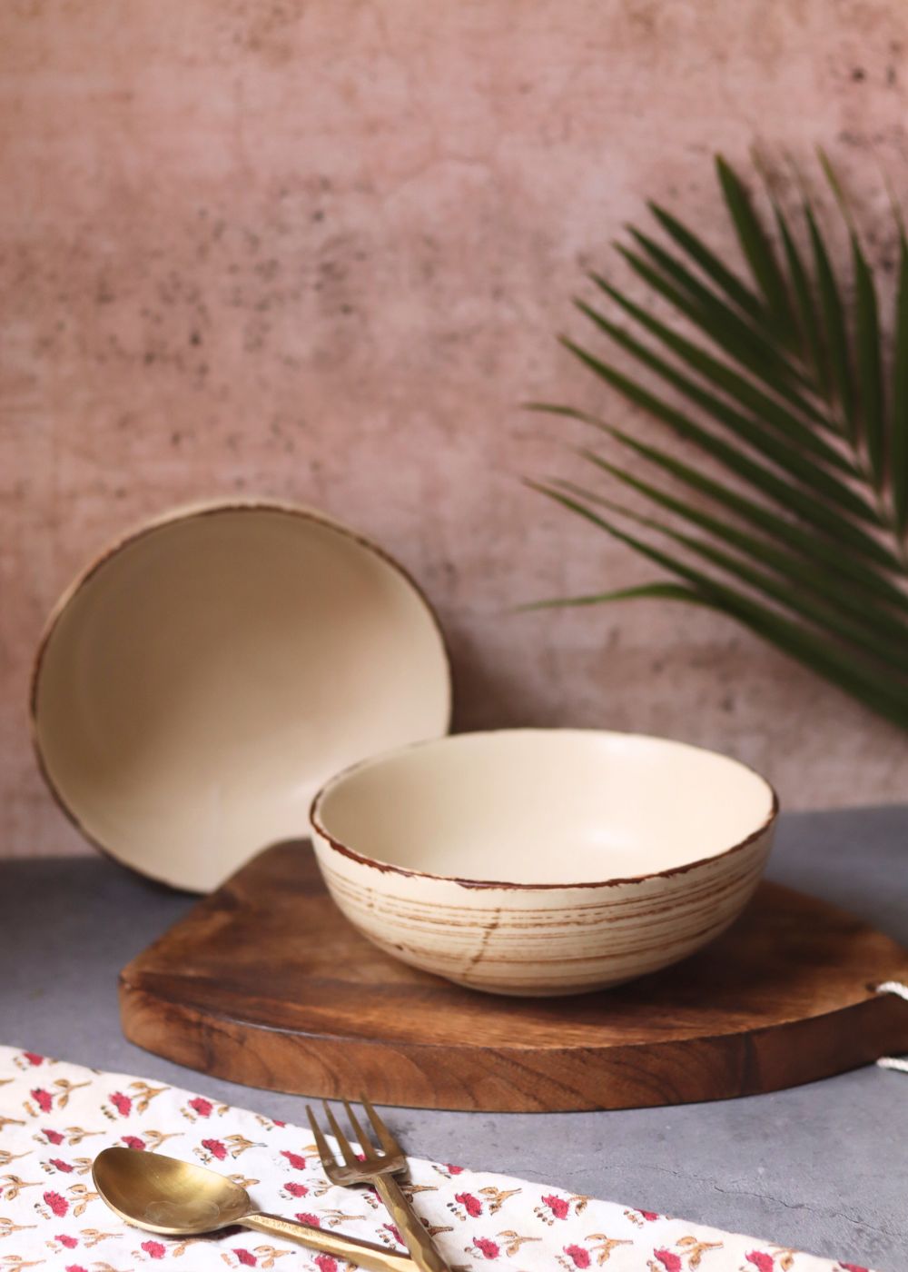 Handmade Brown & White Curry Bowl - (Set of 4 - GET 2 FREE)