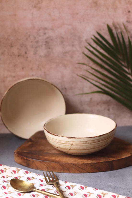 Handmade Brown & White Curry Bowl - (Set of 4 - GET 2 FREE)