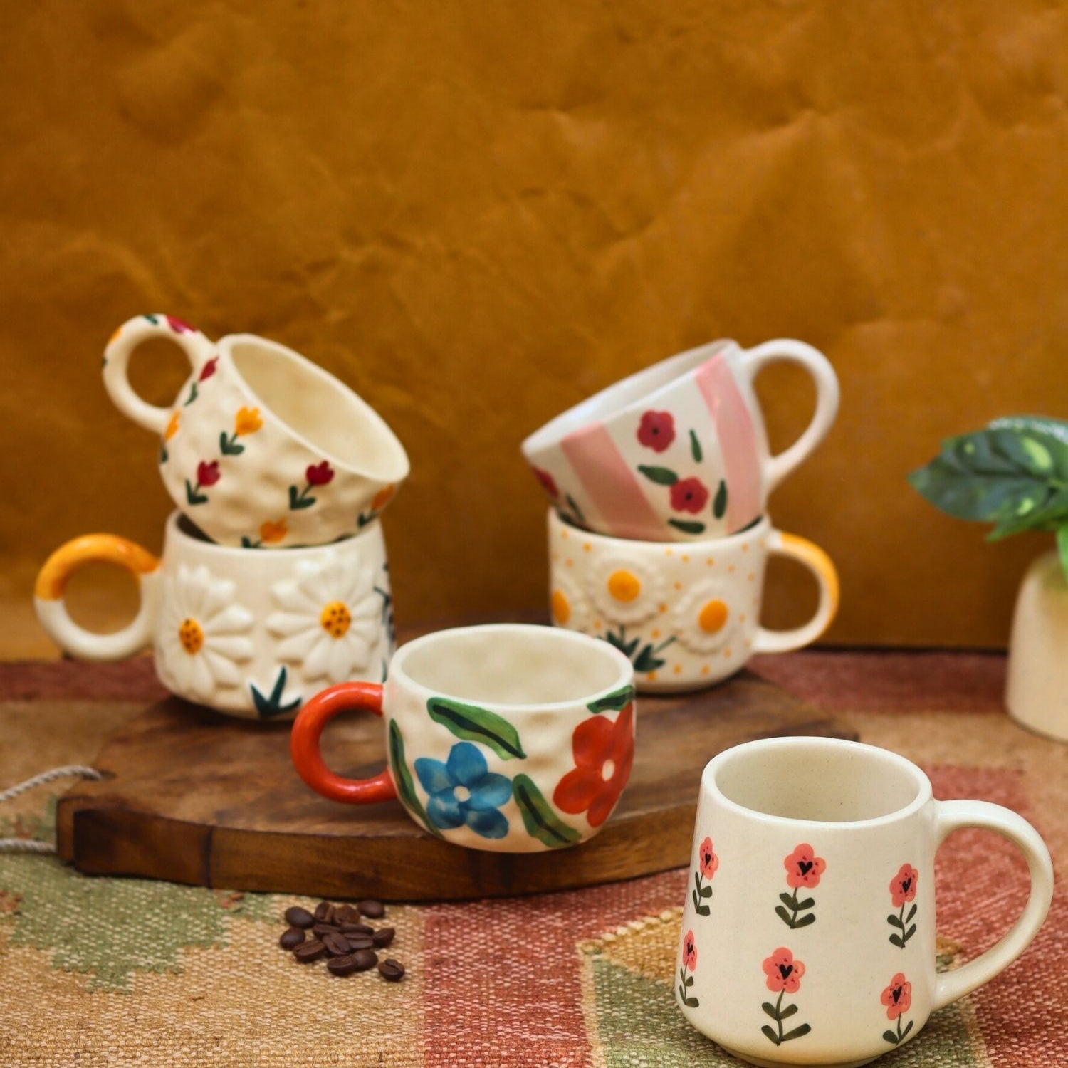 handmade Set of 6 Modern Ceramic Mugs combo (for the price of 5)