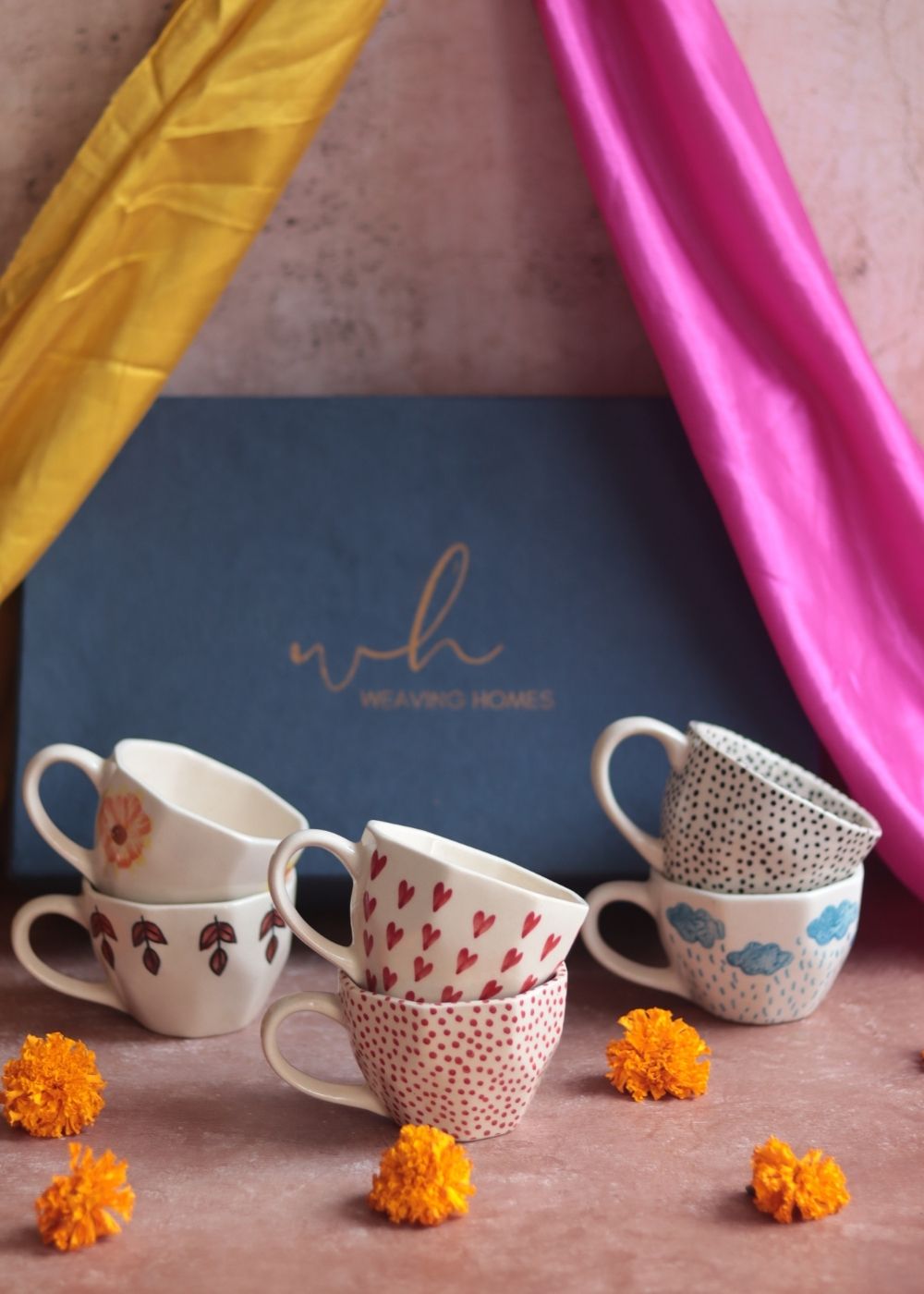 Handmade Set of 6 Dreamy Delight Mugs (for the price of 5) Diwali Gift Box