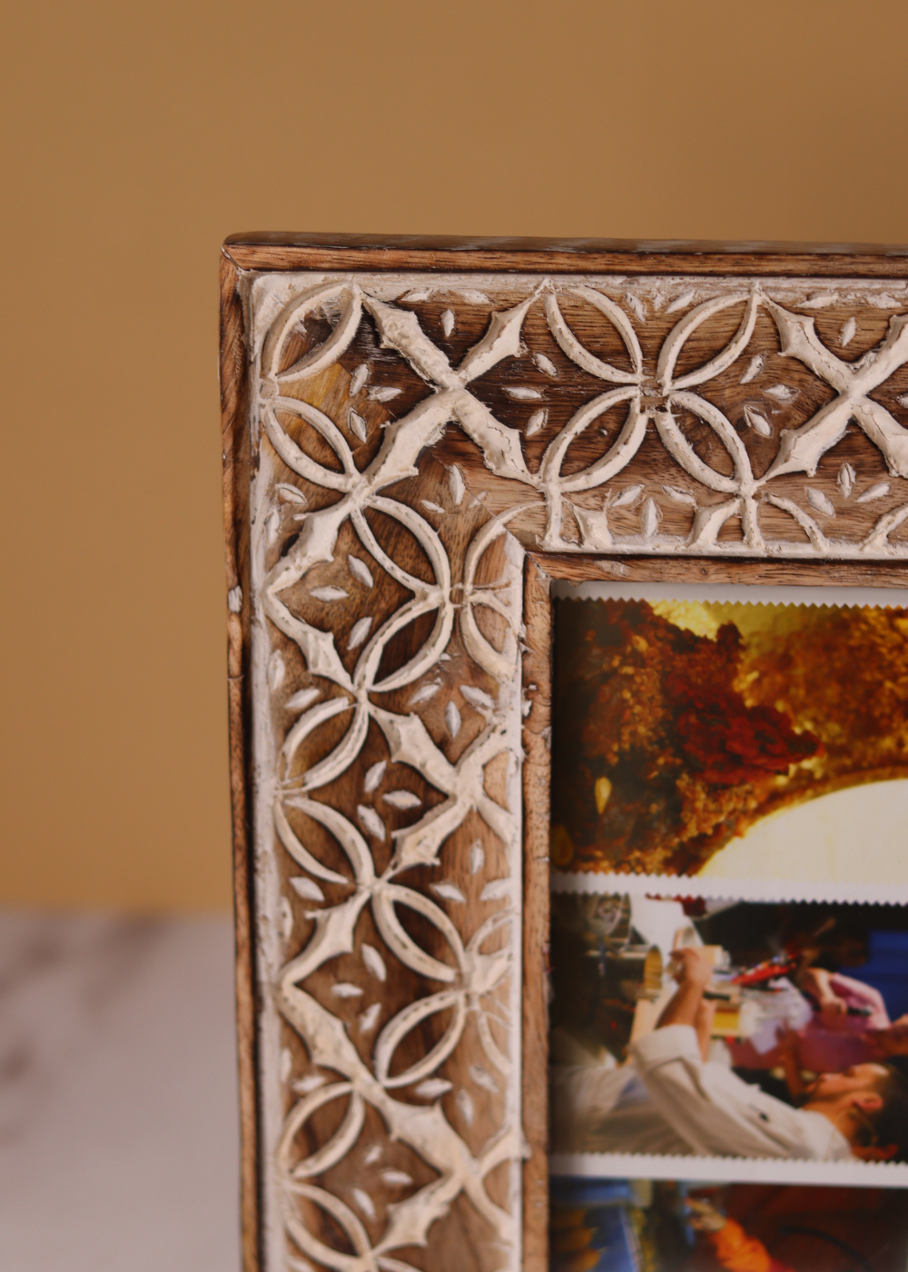 Rustic White Floral Wooden Frame