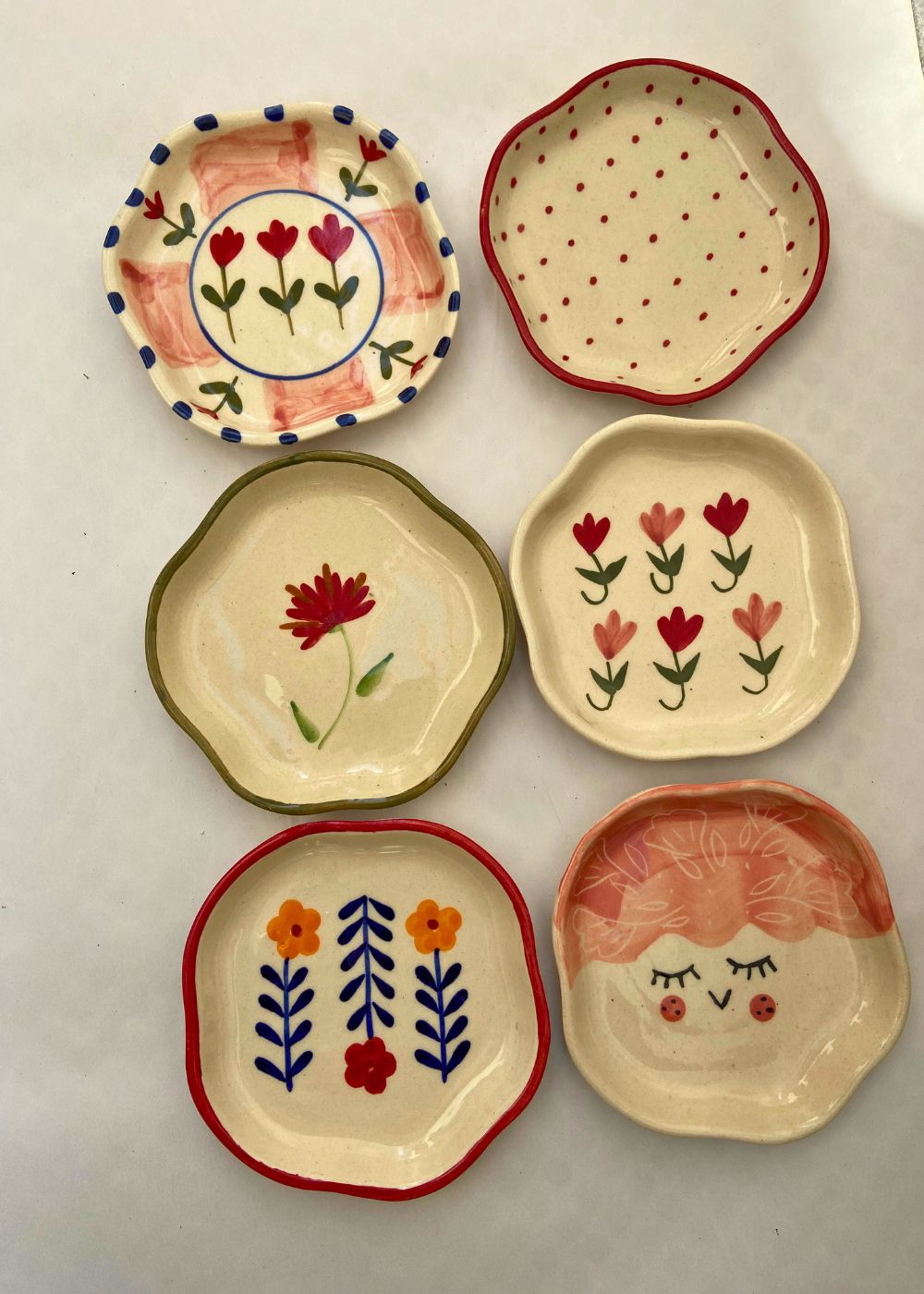 Handmade Set of 6 Floral Dreams Handmade Dessert Plate (for the price of 5)