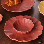 handmade bowl & plate with rose pink color