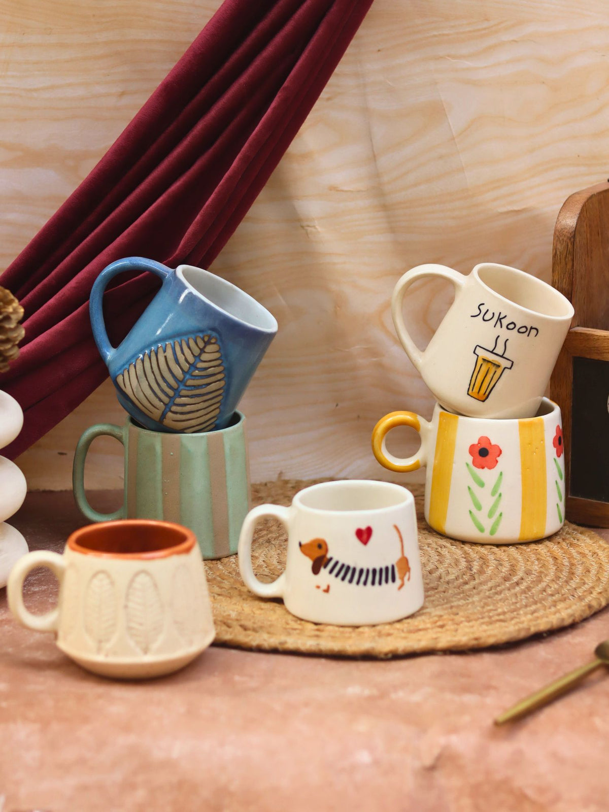Handmade Set of 6 Artisan Delight Mugs (for the Price of 5) 