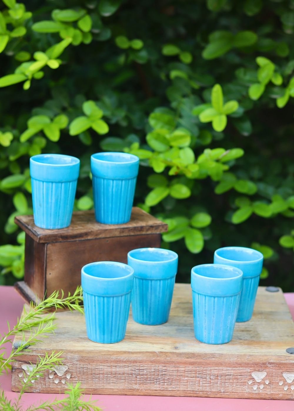 Set of 6 - Blue Kulhad handmade in India