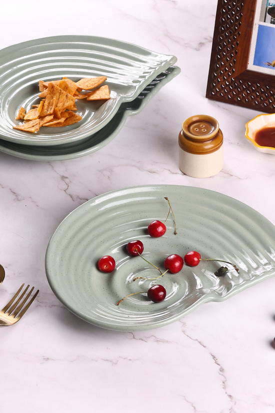 Sage green platter with cherries 