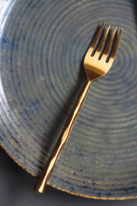 Serveware gold hammered fork unique design