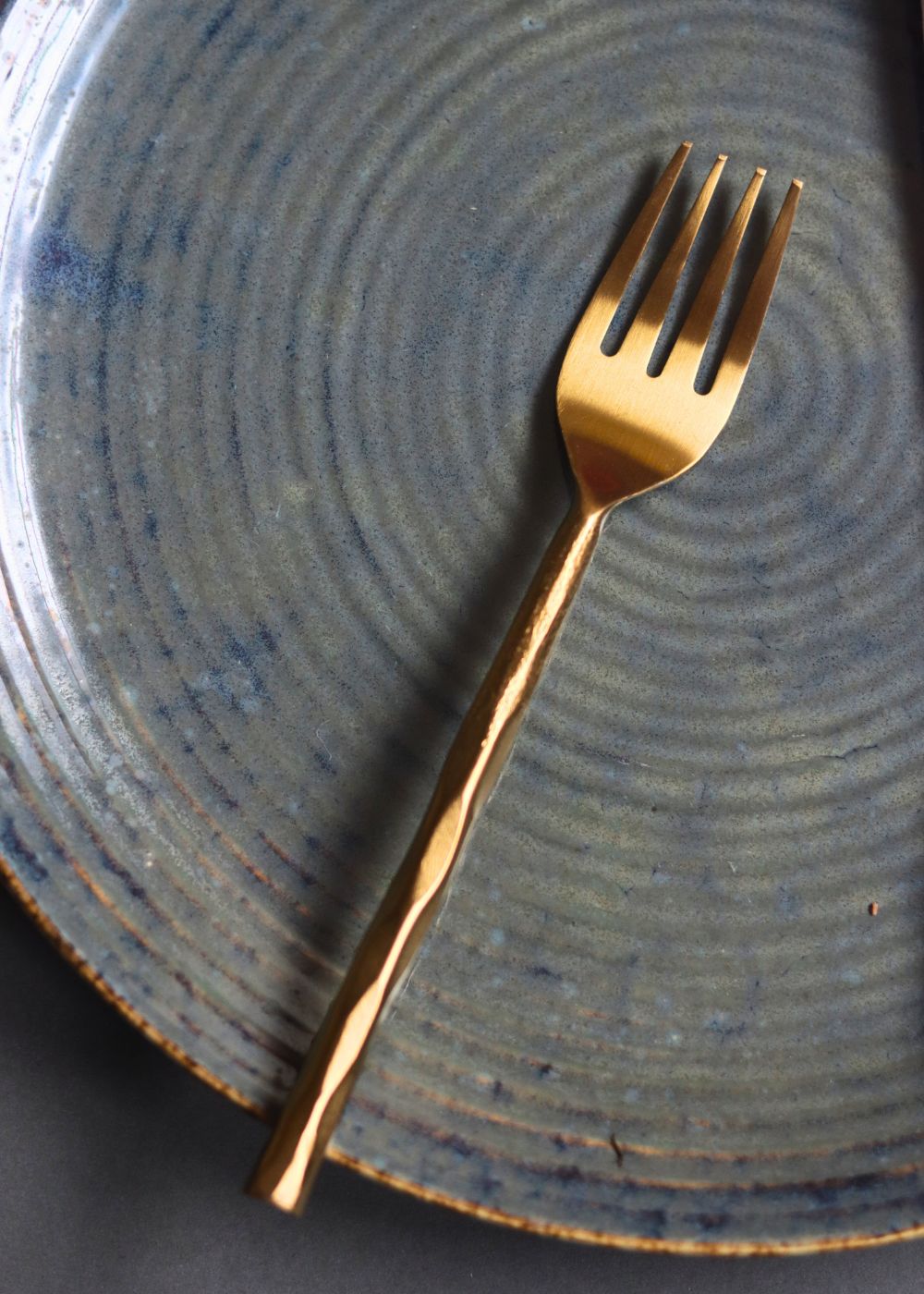Serveware gold hammered fork unique design