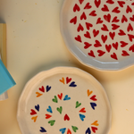 set of two snack plate with little heart design