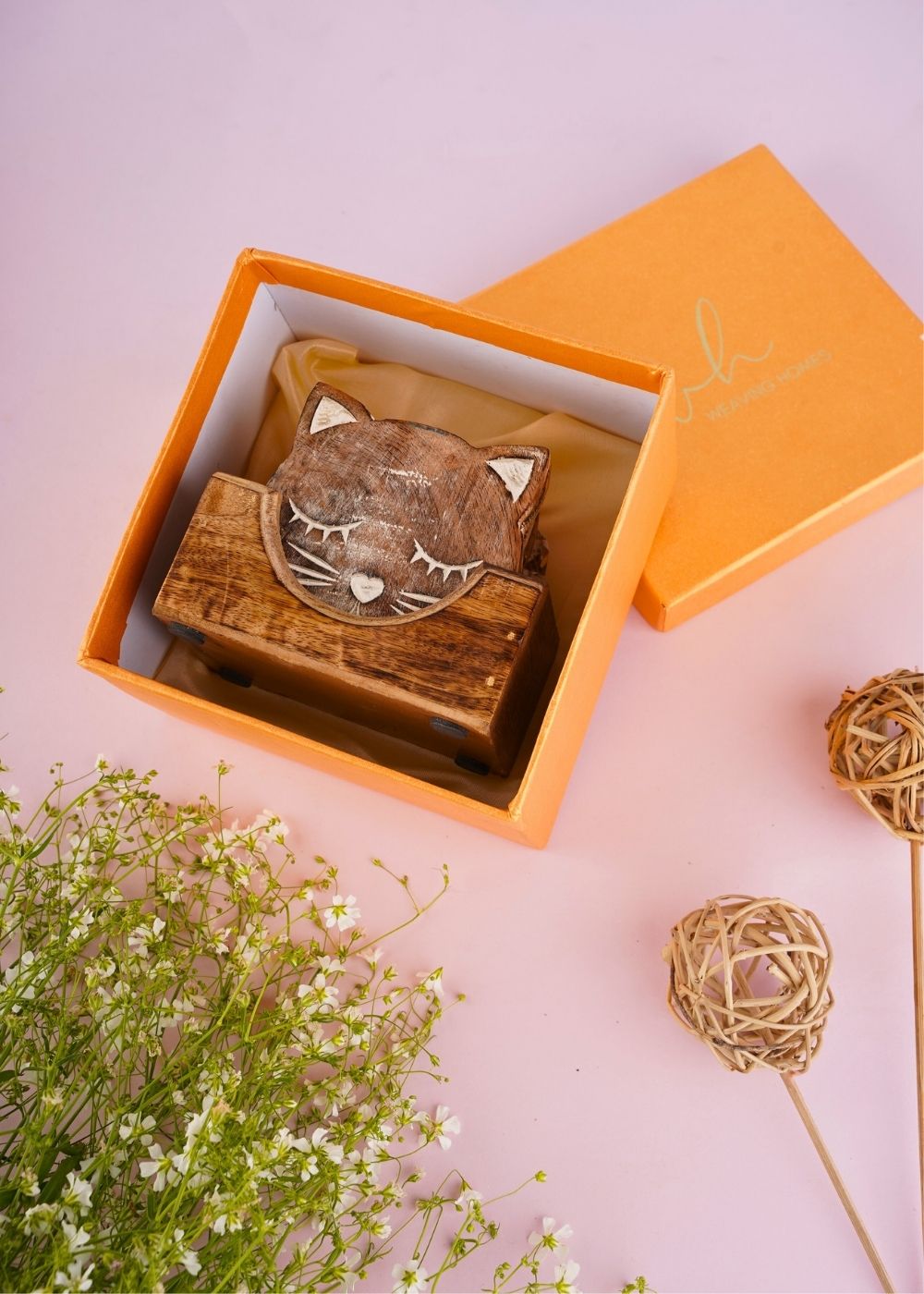 cat coaster with box in a premium quality gift box 