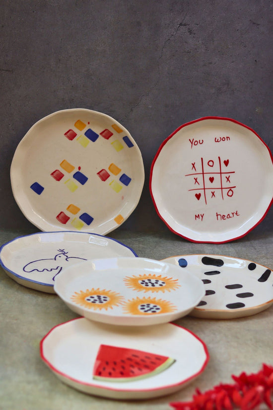 Set of 6 Modern Snack Plates (for the price of 5) handmade In india
