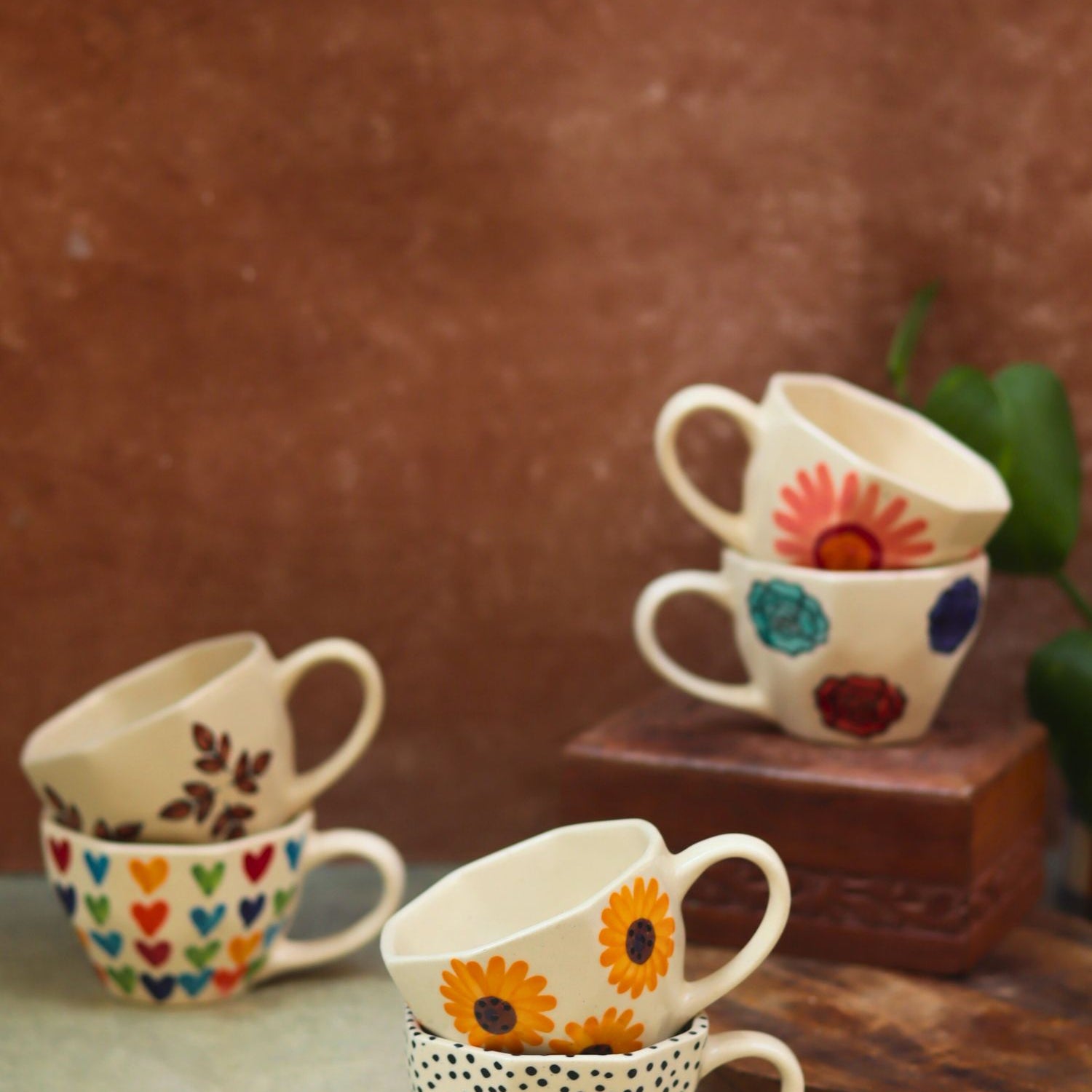 Set of 6 Brew & Bloom Mugs (for the price of 5) made by ceramic