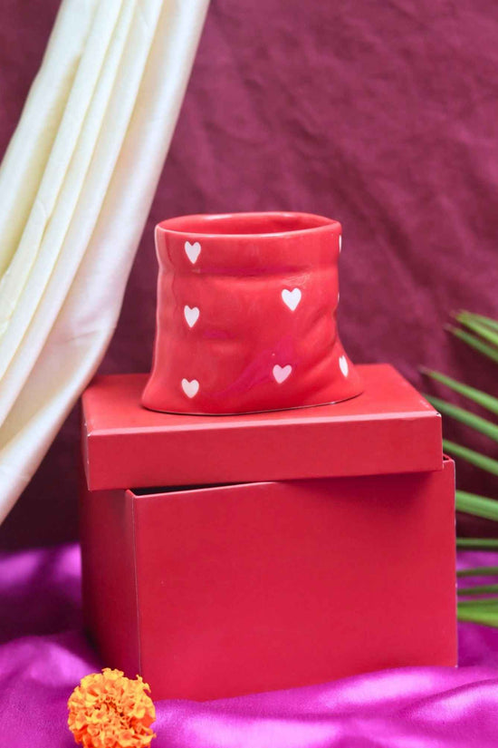 Red heart pouch Mug in a Gift Box