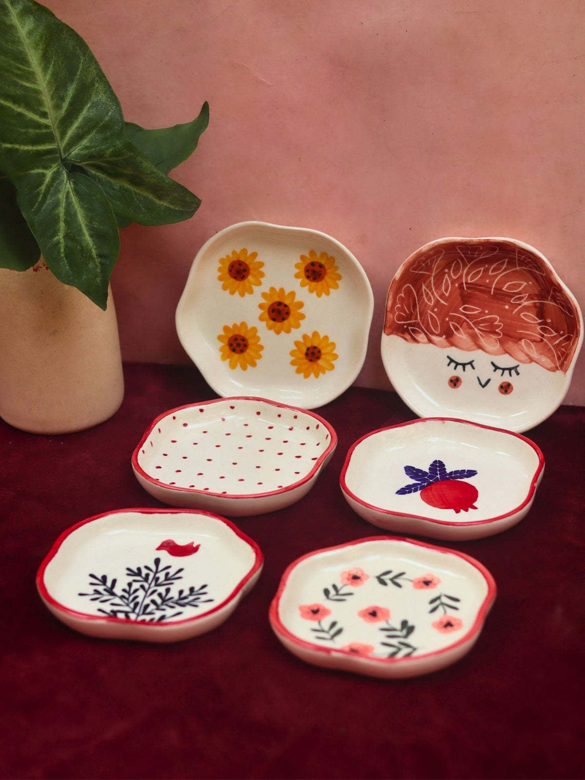 Set of 6 Charming Sweet handmade Dessert Plate (for the price of 5)
